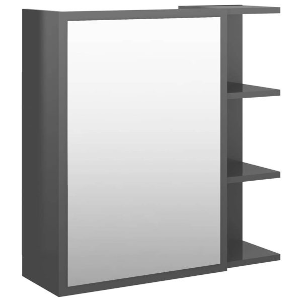 Bathroom Mirror Cabinet 62.5×20.5×64 cm Engineered Wood – High Gloss Grey