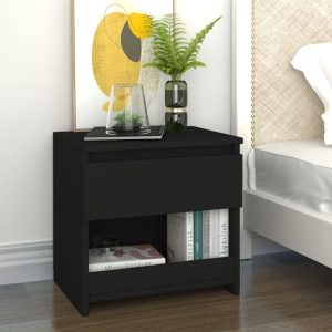 Brixton Bedside Cabinet 40x30x39 cm Engineered Wood – Black, 1