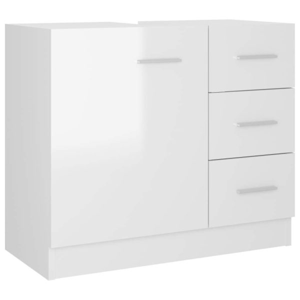Sink Cabinet 63x30x54 cm Engineered Wood – High Gloss White