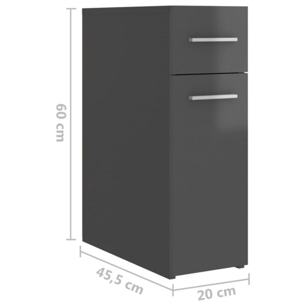 Apothecary Cabinet 20×45.5×60 cm Engineered Wood – High Gloss Grey