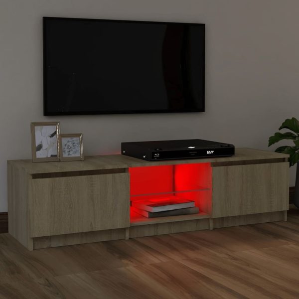 Blackfoot TV Cabinet with LED Lights – Sonoma oak, 120x30x35.5 cm