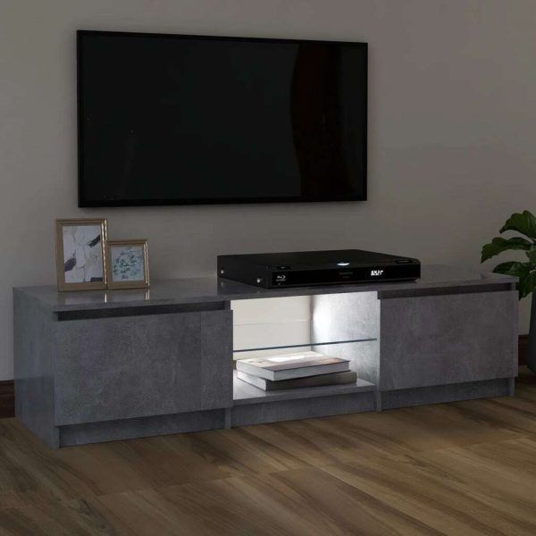Blackfoot TV Cabinet with LED Lights – Concrete Grey, 120x30x35.5 cm
