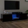 Blackfoot TV Cabinet with LED Lights – Black, 140x40x35.5 cm