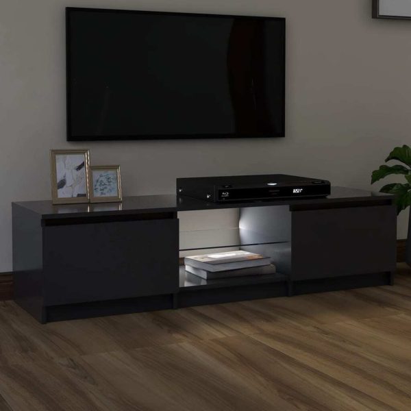 Blackfoot TV Cabinet with LED Lights – Grey, 140x40x35.5 cm