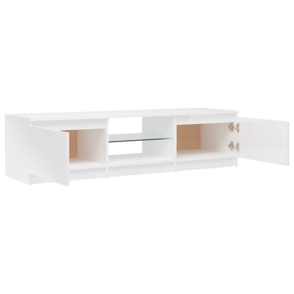 Blackfoot TV Cabinet with LED Lights – High Gloss White, 140x40x35.5 cm