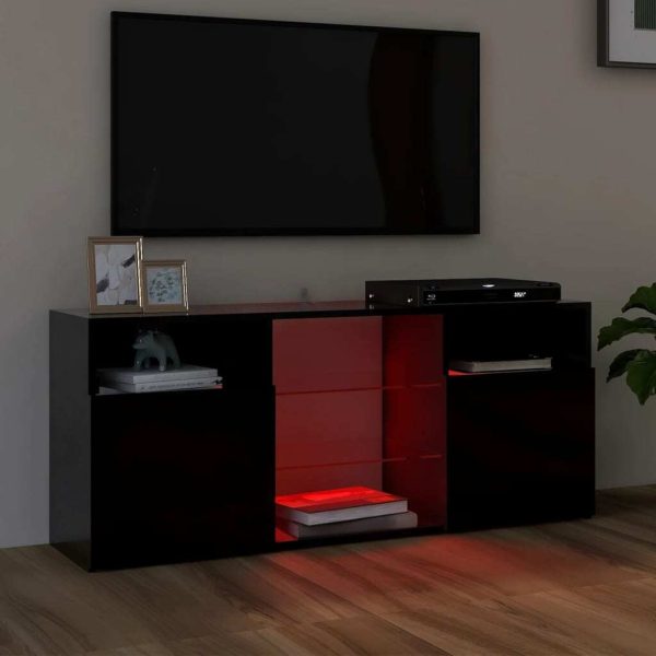 Penzance TV Cabinet with LED Lights 120x30x50 cm – Black