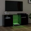 Penzance TV Cabinet with LED Lights 120x30x50 cm – Black