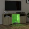 Penzance TV Cabinet with LED Lights 120x30x50 cm – Sonoma oak
