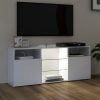 Penzance TV Cabinet with LED Lights 120x30x50 cm – High Gloss White