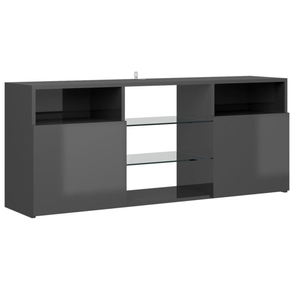 Penzance TV Cabinet with LED Lights 120x30x50 cm – High Gloss Grey