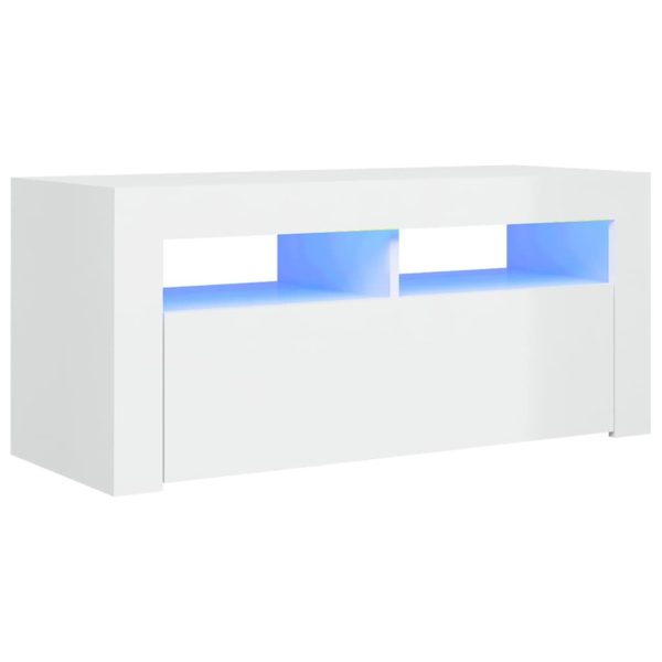 Ellon TV Cabinet with LED Lights 90x35x40 cm – High Gloss White