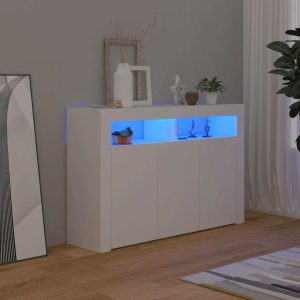 Sideboard with LED Lights – 115.5x30x75 cm, White