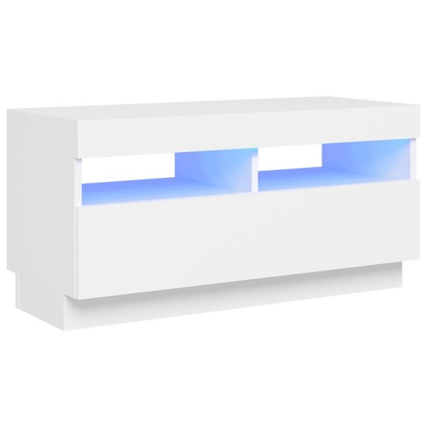 Hounslow TV Cabinet with LED Lights – White, 80x35x40 cm