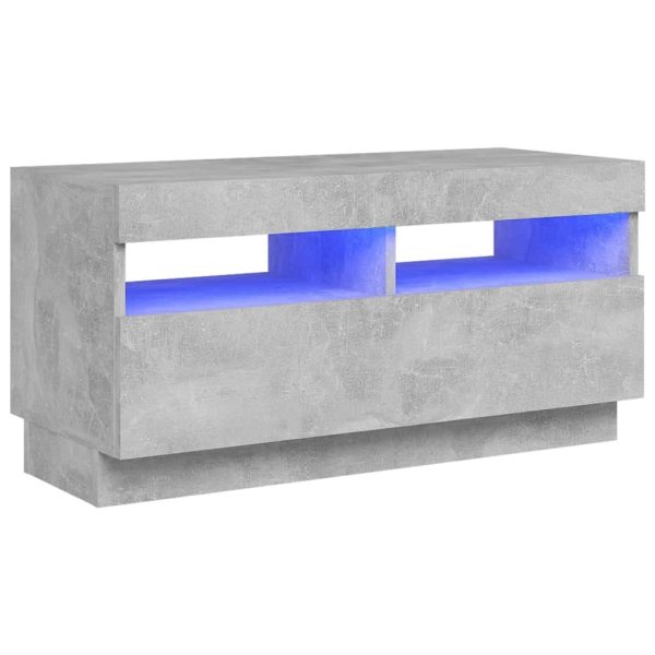 Hounslow TV Cabinet with LED Lights – Concrete Grey, 80x35x40 cm