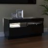 Hounslow TV Cabinet with LED Lights – High Gloss Black, 80x35x40 cm