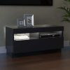 Hounslow TV Cabinet with LED Lights – High Gloss Grey, 80x35x40 cm
