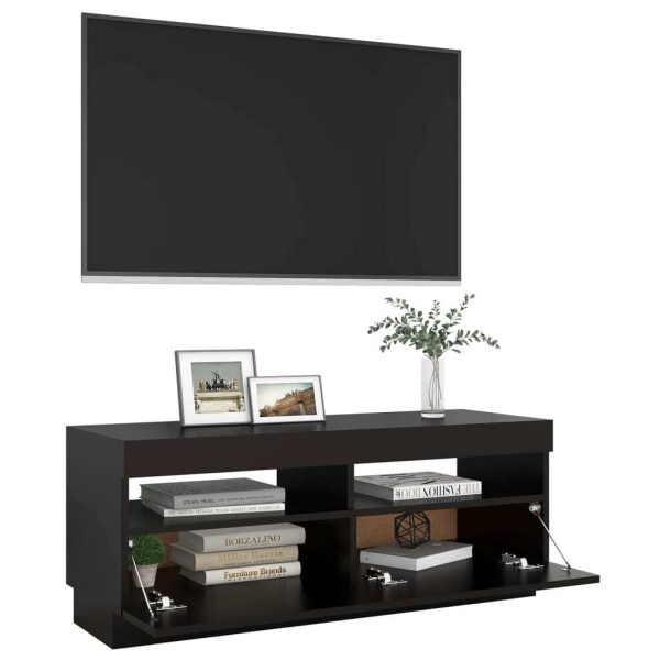 Hounslow TV Cabinet with LED Lights – Black, 100x35x40 cm
