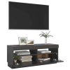 Hounslow TV Cabinet with LED Lights – Grey, 100x35x40 cm