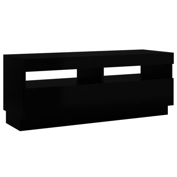 Hounslow TV Cabinet with LED Lights – High Gloss Black, 100x35x40 cm