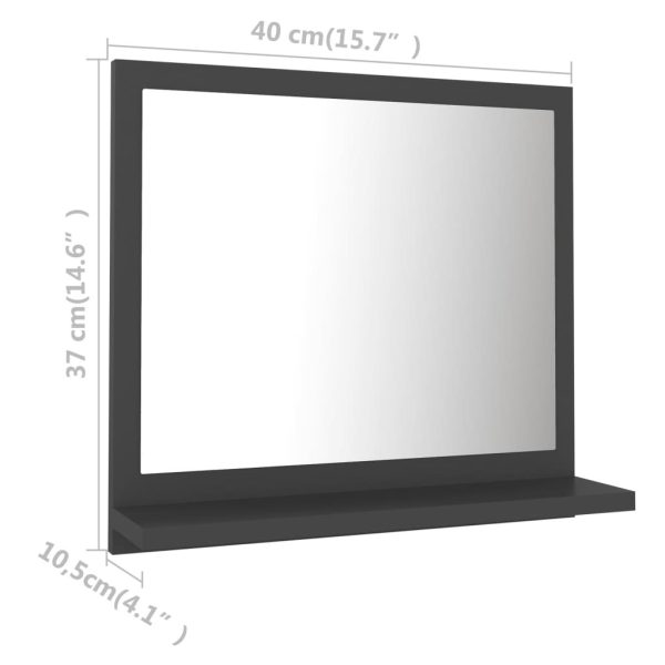 Bathroom Mirror Engineered Wood – 40 cm, Grey