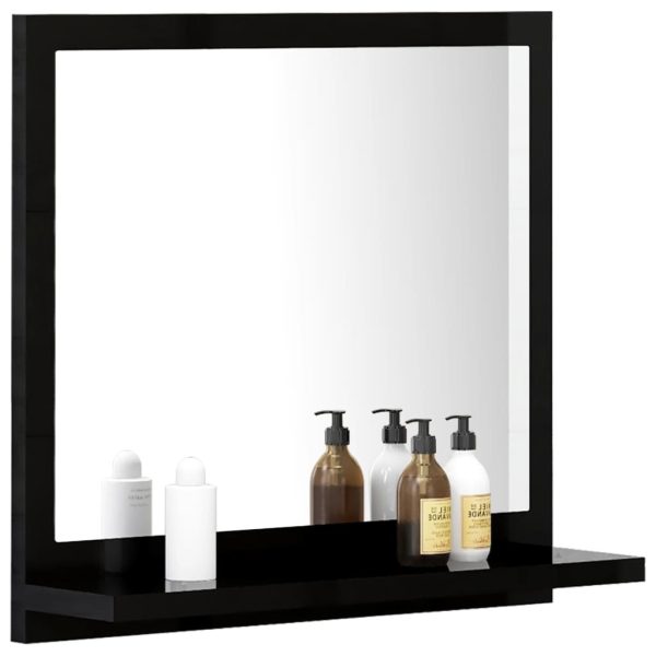Bathroom Mirror Engineered Wood – 40 cm, High Gloss Black