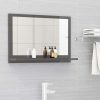 Bathroom Mirror Engineered Wood – 60 cm, High Gloss Grey