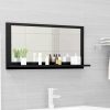 Bathroom Mirror Engineered Wood – 80 cm, Black