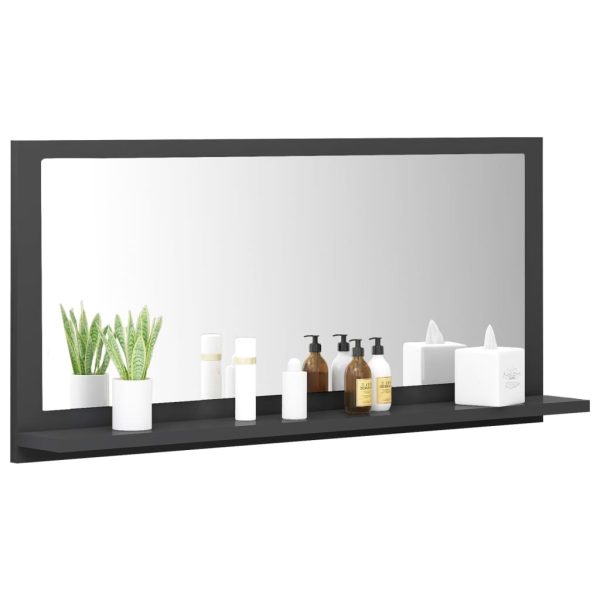 Bathroom Mirror Engineered Wood – 80 cm, Grey