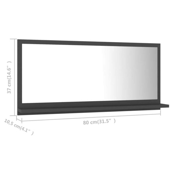 Bathroom Mirror Engineered Wood – 80 cm, Grey
