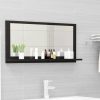 Bathroom Mirror Engineered Wood – 80 cm, High Gloss Black