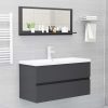 Bathroom Mirror Engineered Wood – 90 cm, Grey