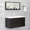 Bathroom Mirror Engineered Wood – 90 cm, High Gloss Black