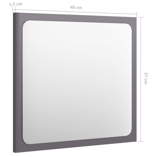 Bathroom Mirror Engineered Wood – 40×1.5×37 cm, High Gloss Grey