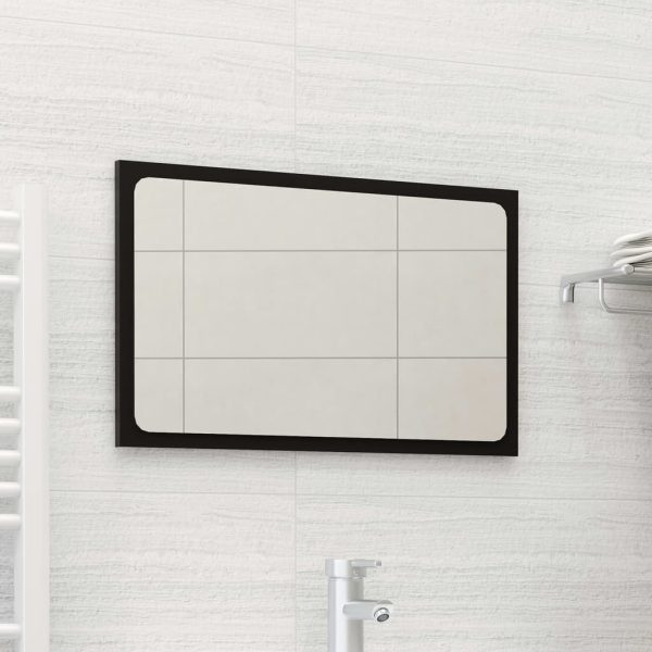 Bathroom Mirror Engineered Wood – 60×1.5×37 cm, Black