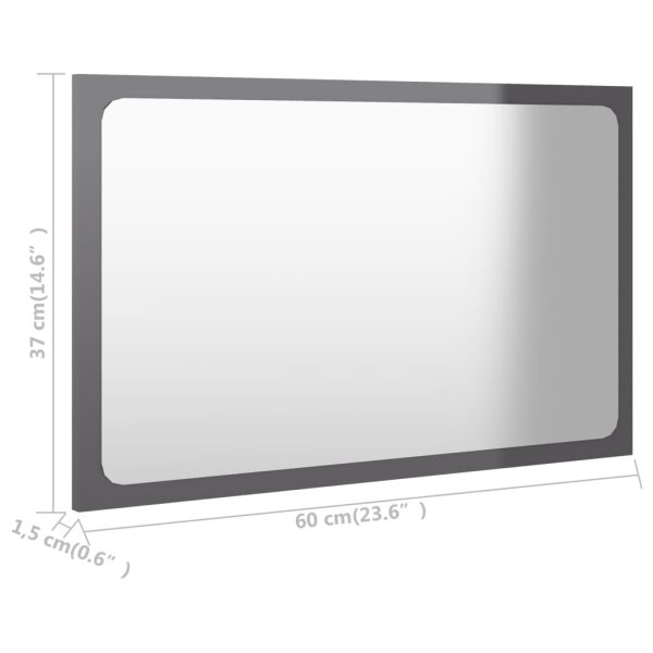 Bathroom Mirror Engineered Wood – 60×1.5×37 cm, High Gloss Grey