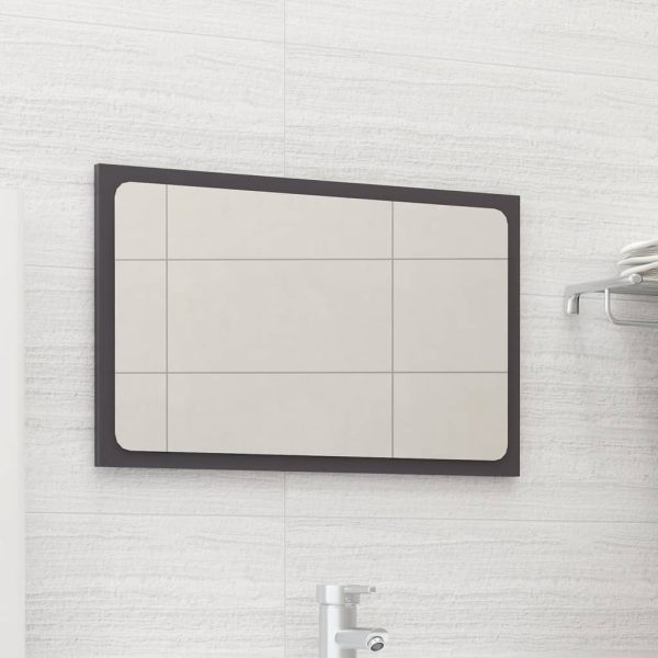 Bathroom Mirror Engineered Wood – 60×1.5×37 cm, High Gloss Grey