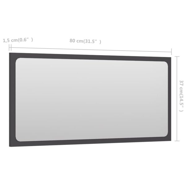 Bathroom Mirror Engineered Wood – 80×1.5×37 cm, Grey