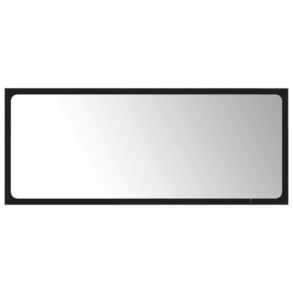 Bathroom Mirror Engineered Wood – 90×1.5×37 cm, Black