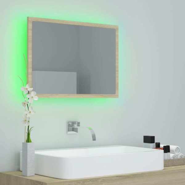 LED Bathroom Mirror 60×8.5×37 cm Acrylic – Sonoma oak