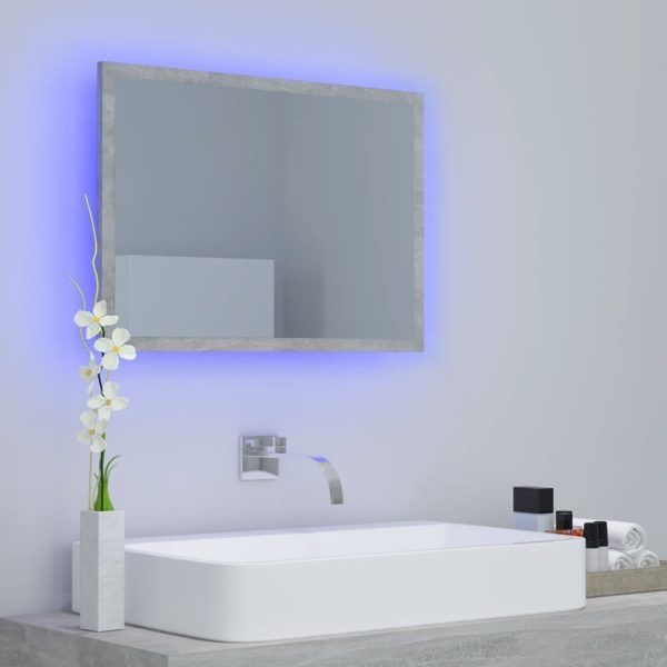 LED Bathroom Mirror 60×8.5×37 cm Acrylic – Concrete Grey