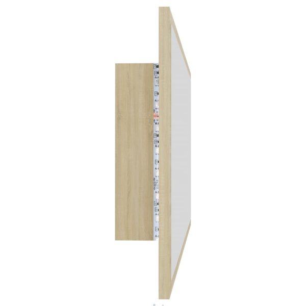 LED Bathroom Mirror 90×8.5×37 cm Engineered Wood – Sonoma oak