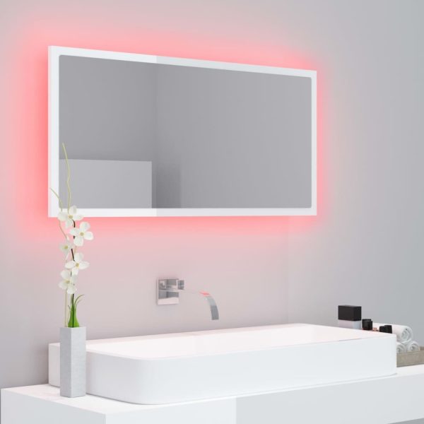 LED Bathroom Mirror 90×8.5×37 cm Engineered Wood – White and Sonoma Oak