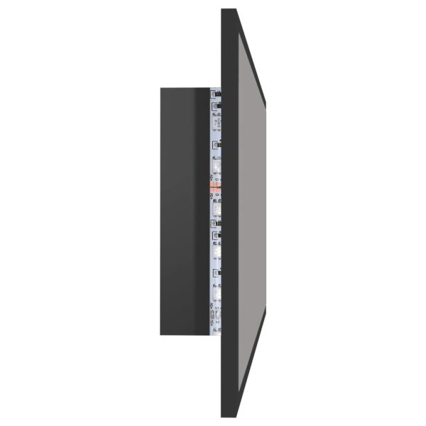 LED Bathroom Mirror 90×8.5×37 cm Engineered Wood – High Gloss Black