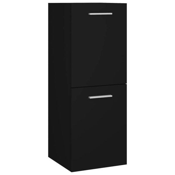 Bathroom Cabinet 30x30x80 cm Engineered Wood – Black