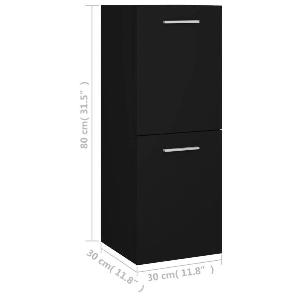 Bathroom Cabinet 30x30x80 cm Engineered Wood – Black