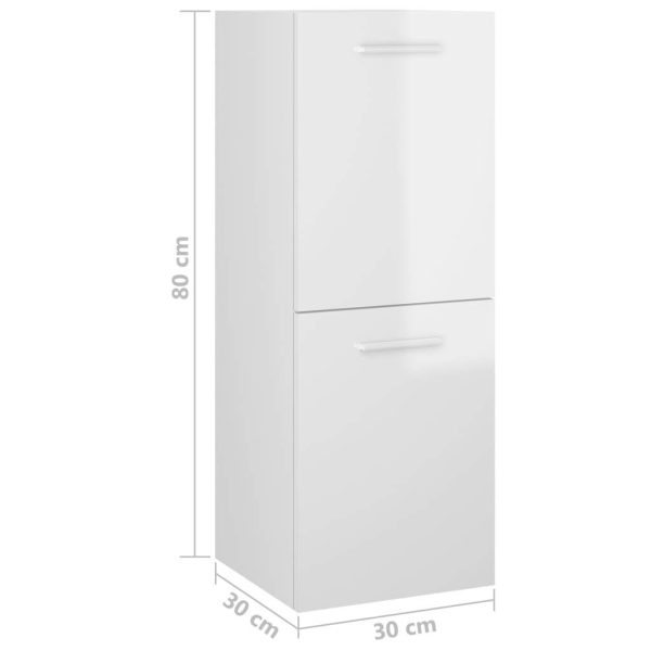 Bathroom Cabinet 30x30x80 cm Engineered Wood – High Gloss White