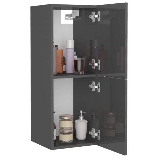Bathroom Cabinet 30x30x80 cm Engineered Wood – High Gloss Grey