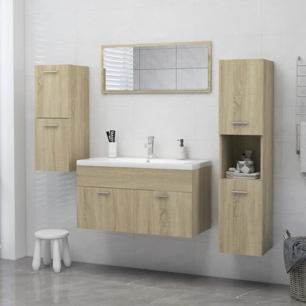 Bathroom Cabinet 30x30x130 cm Engineered Wood – Sonoma oak