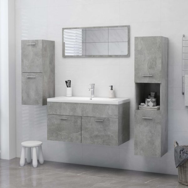 Bathroom Cabinet 30x30x130 cm Engineered Wood – Concrete Grey