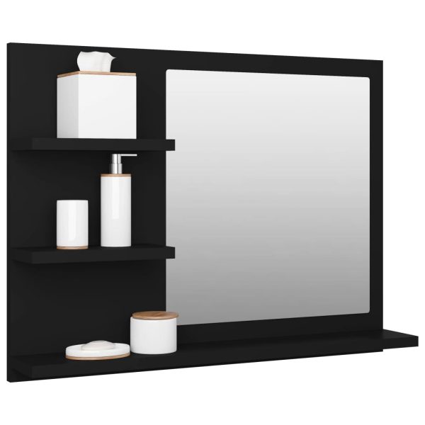 Bathroom Mirror 60×10.5×45 cm Engineered Wood – Black
